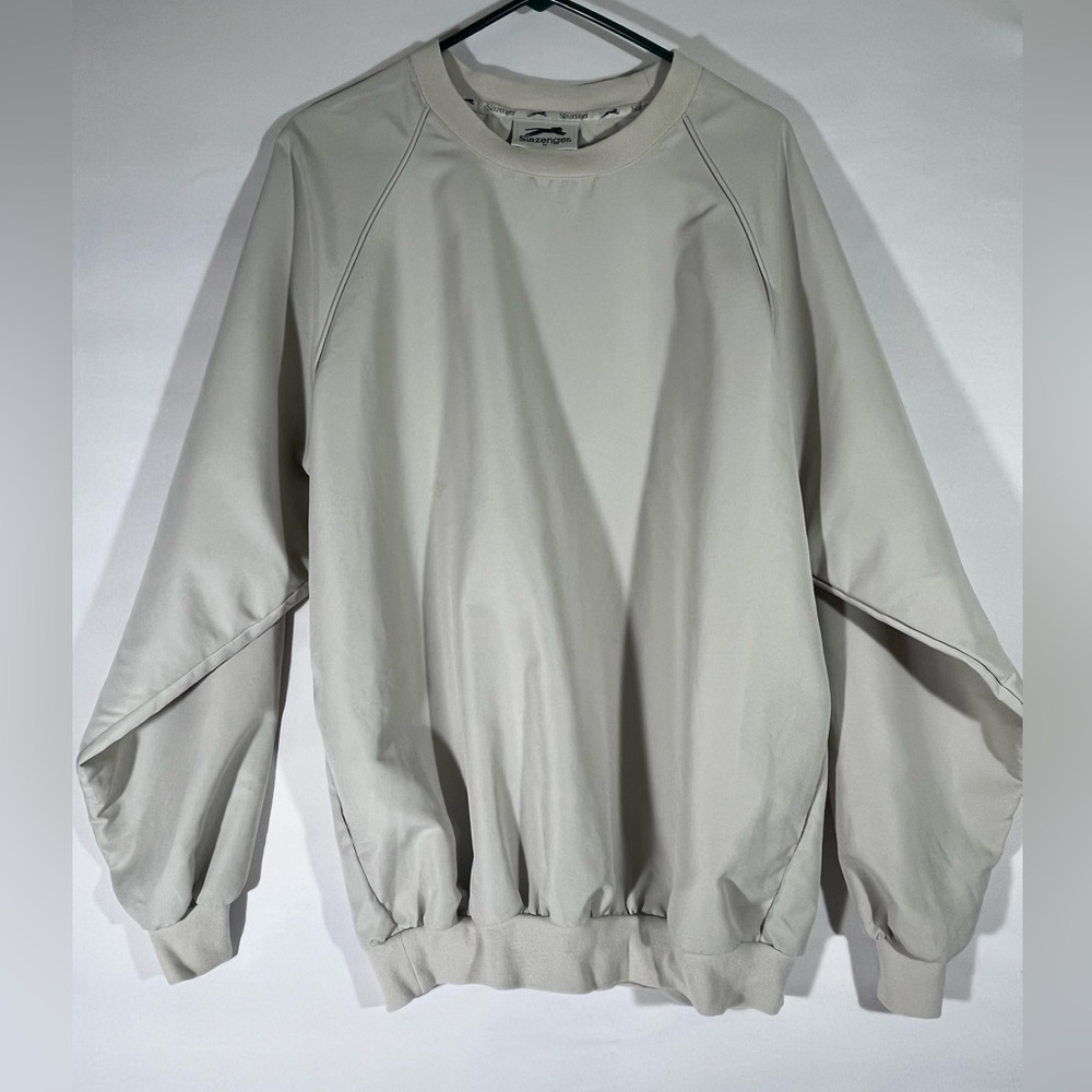 SLAZENGER‎ GOLF CREW NECK PULL ON SWEATSHIRT POCKETS OVERSIZED MEN M LIGHT TAUPE